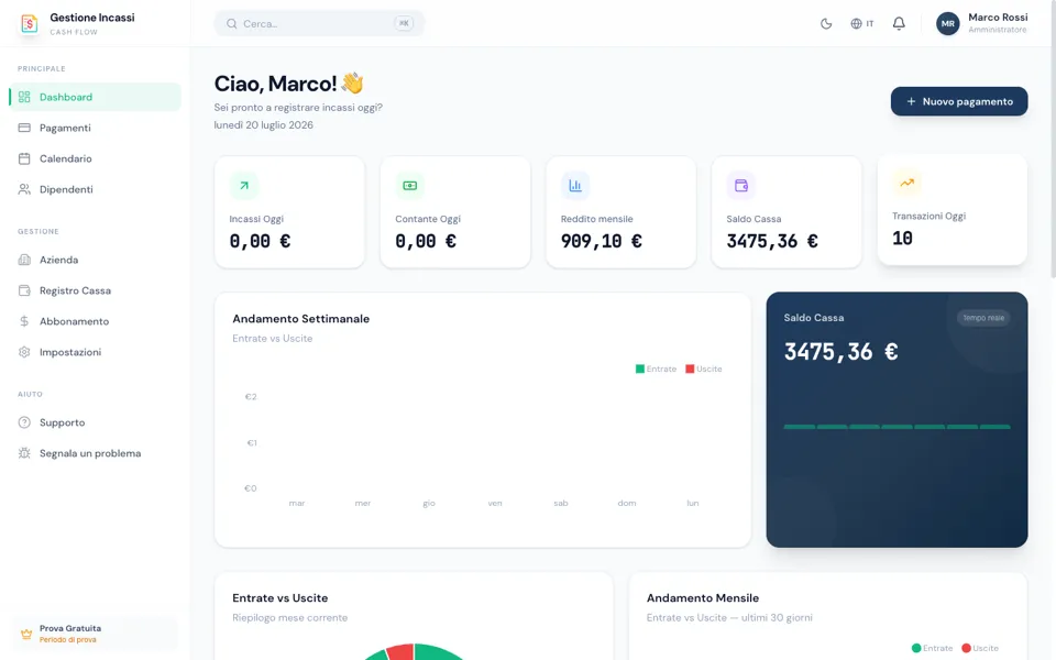Interfaccia di GestioneIncassi